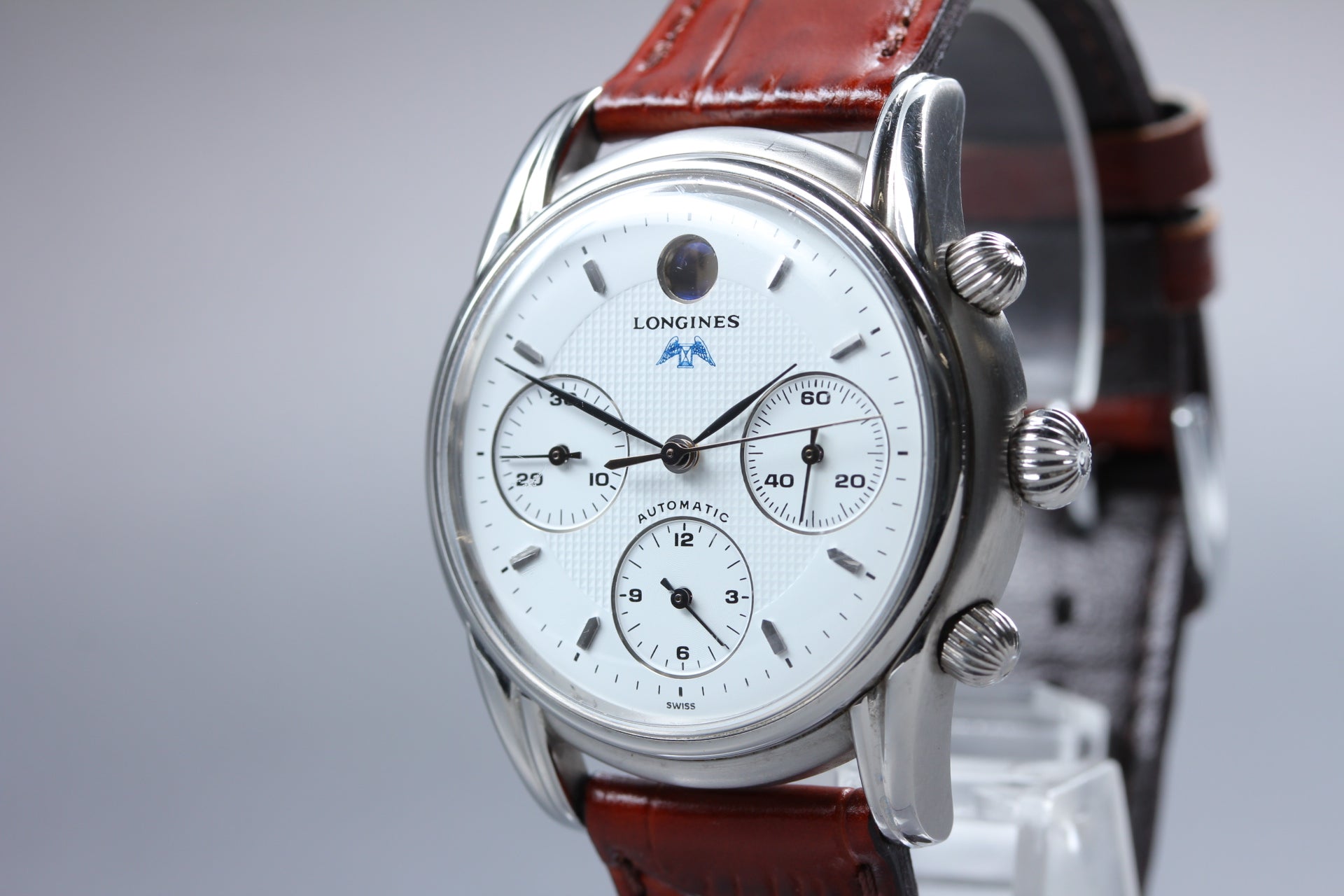 LONGINES Monument L4.661.4 Automatic Chronograph White Men's Watch 37mm JAPAN