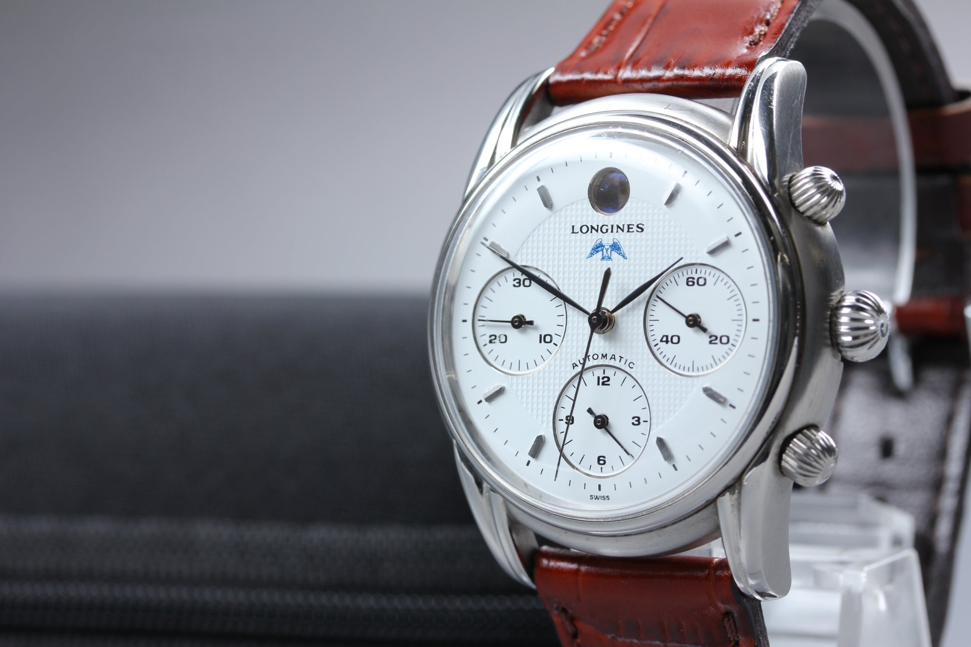 LONGINES Monument L4.661.4 Automatic Chronograph White Men's Watch 37mm JAPAN