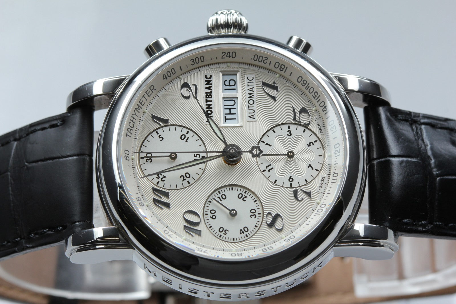 MONTBLANC Meistersteck 7016 Silver Day/Date Automatic Men's Watch JP N MINT*Box