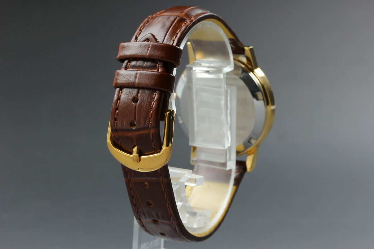 OMEGA Geneve Day-Date 166.0117 Cal.1022 Gold Brown 34mm AT Men's Watch Vintage