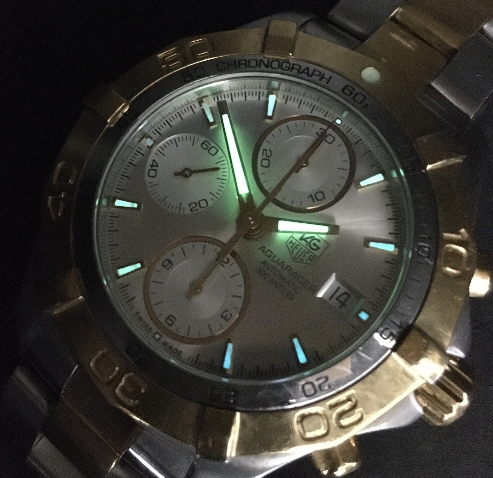 TAG Heuer Aquaracer CAF2120 Automatic Chronograph Men's Watch 42mm Exc+5 w/Paper