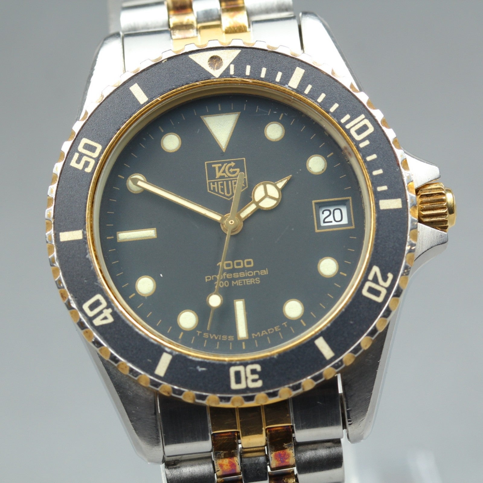 TAG Heuer 1000 PROFESSIONAL 980.020L Quartz Black Dial Men's Watch 37mm Exc+4