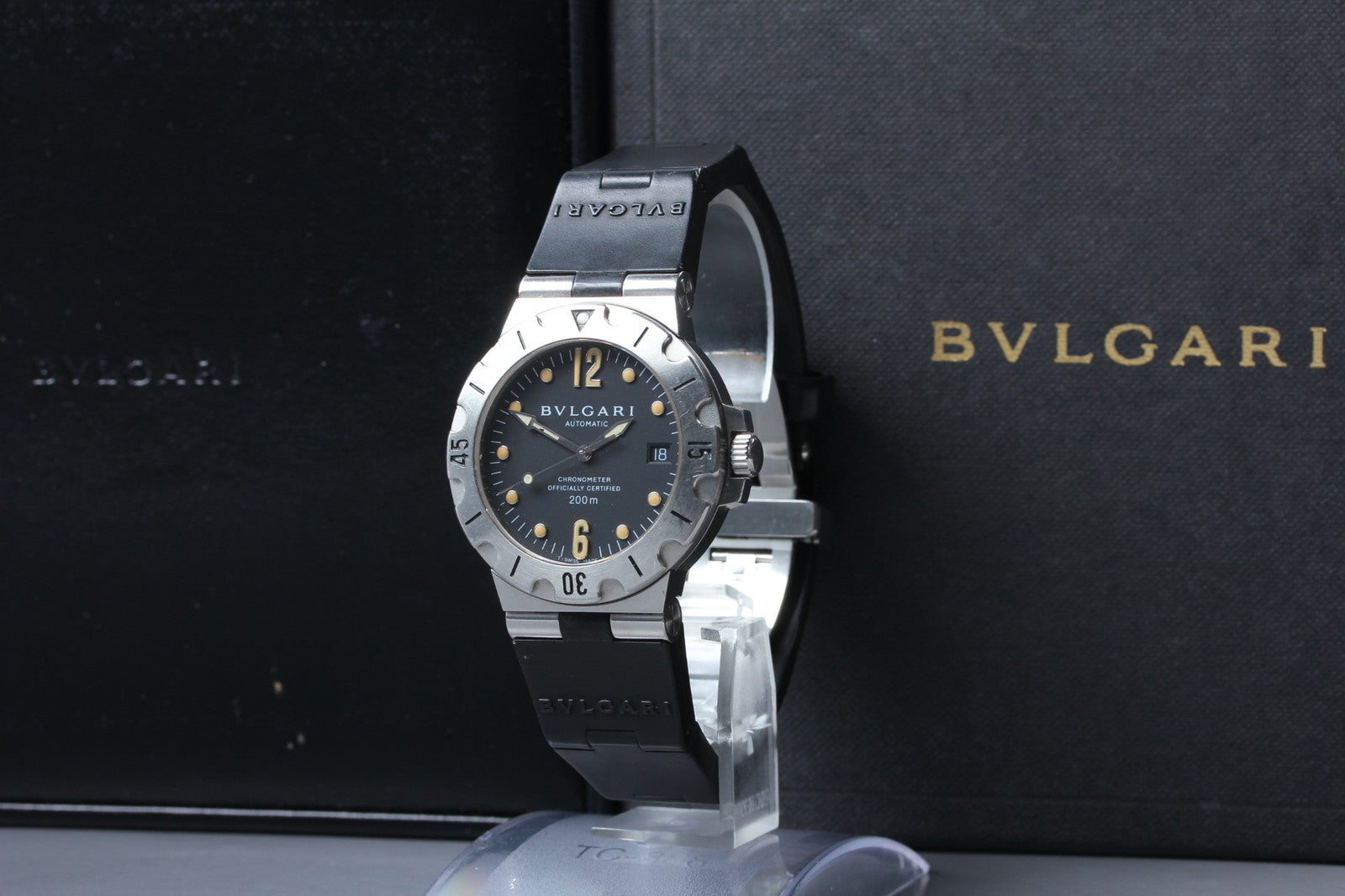 Exc+5*Box BVLGARI Diagono Scuba SD38S Black Automatic Men's Watch 38mm JAPAN