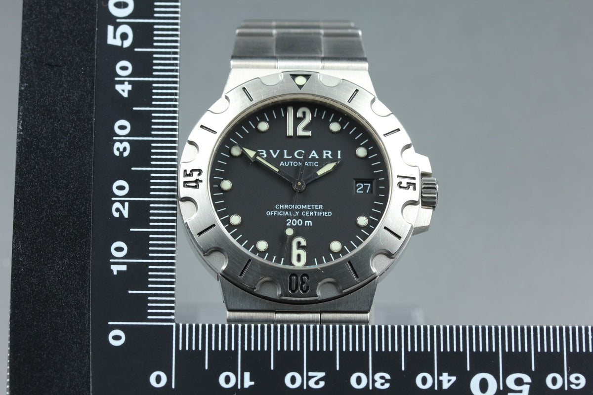 BVLGARI Diagono Scuba SD38S Automatic Date Black Men's Watch 38mm JAPAN Box