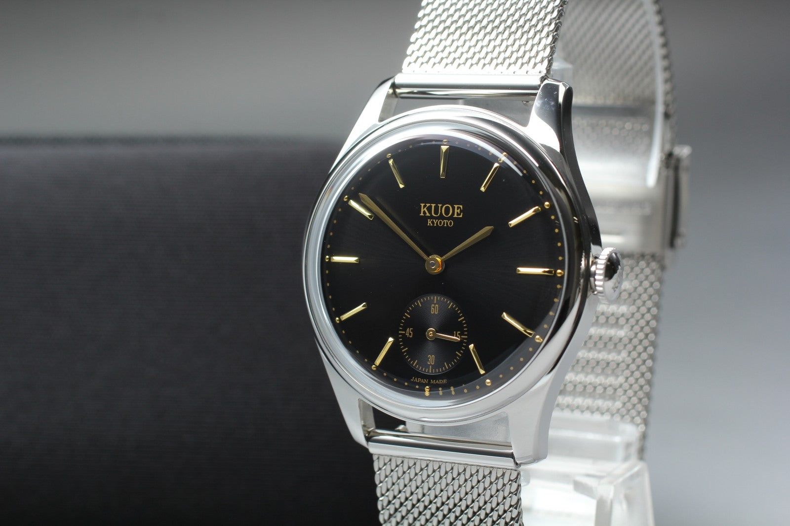 KUOE KYOTO OLD SMITH 90-001 34mm Silver Black Quartz Men's Watch JAPAN