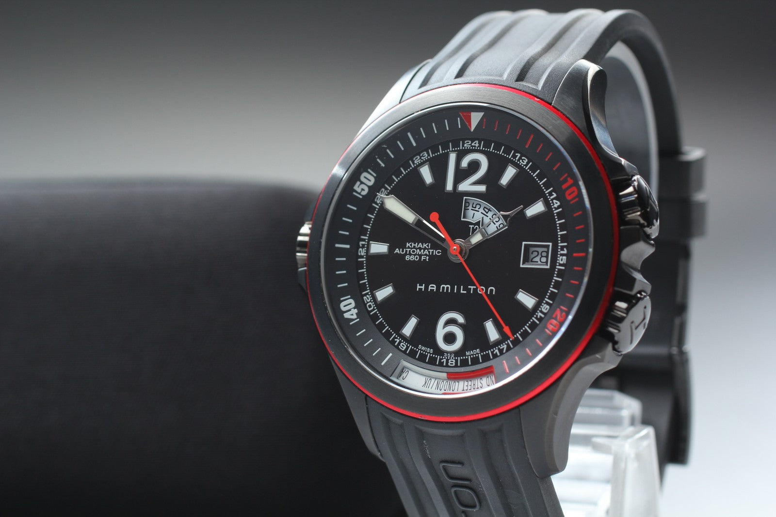 Hamilton Khaki Navy H775850 GMT Diver Automatic Black Men's Watch 43mm *N MINT