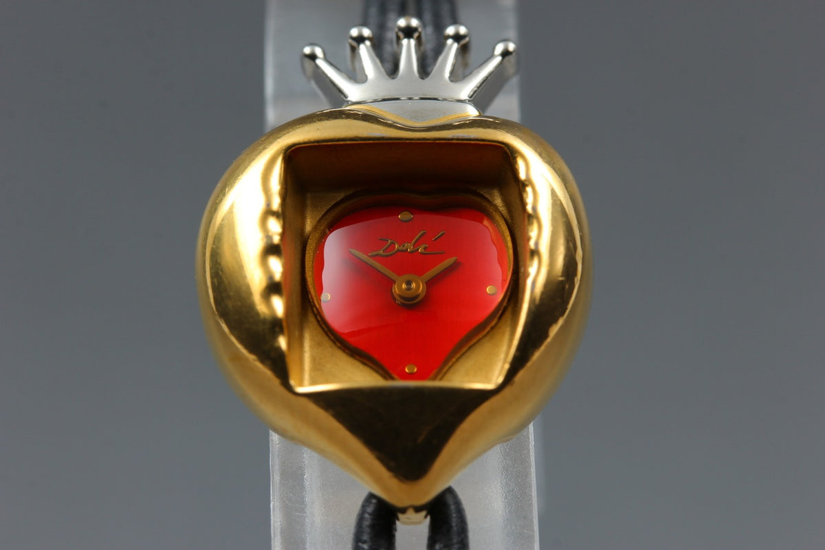Salvador Dali Royal Heart 19mm Gold Red Dial Women's Quartz Watch JAPAN