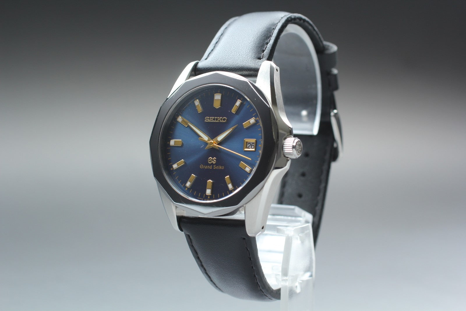 New Batt* SEIKO Grand Seiko 8J56-8000 SBGF003 Blue Quartz Men's Watch 36mm Exc+5