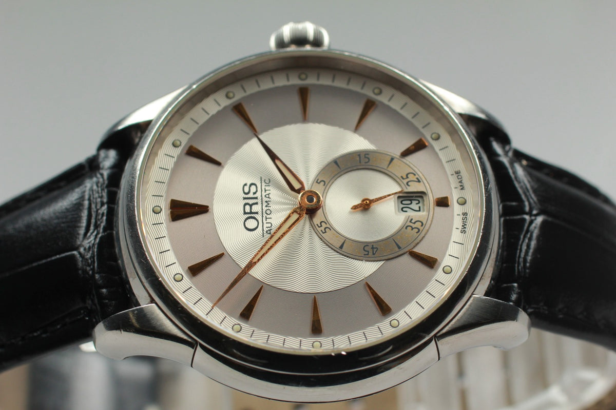 ORIS Artelier 7582 Small Second Date Silver Automatic Men's Watch 40mm JAPAN