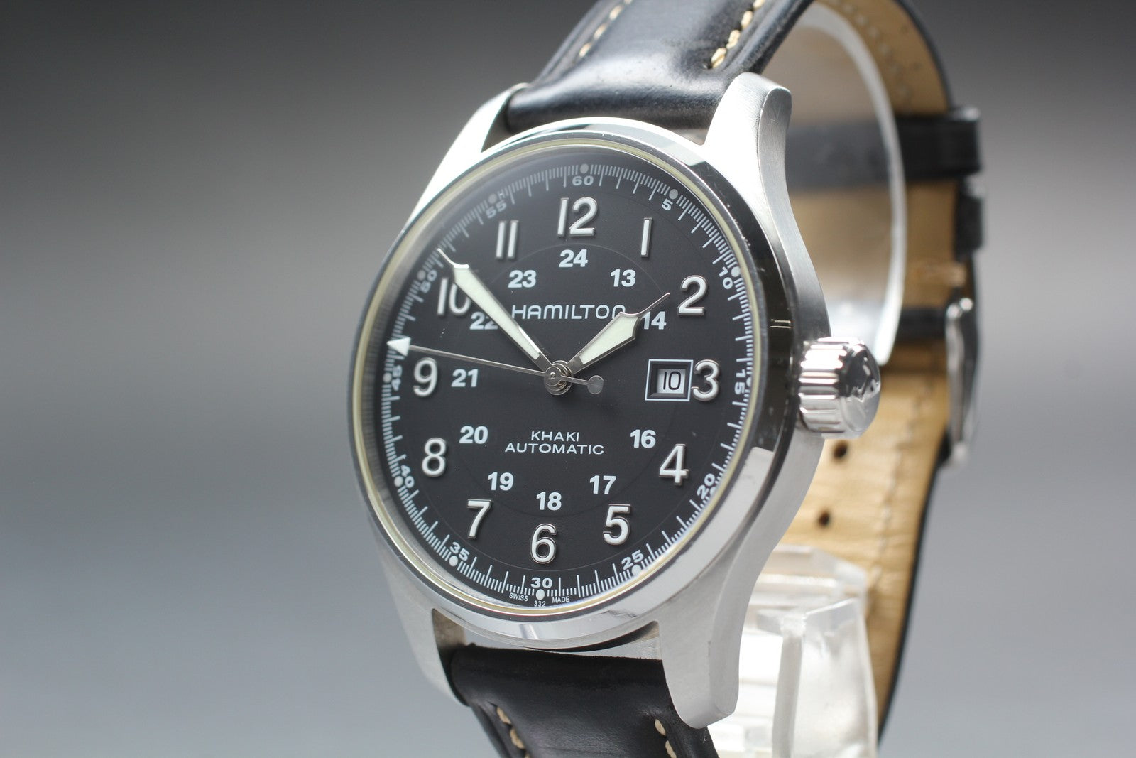 Exc+5* Hamilton KHAKI Field H706250 Black Dial Automatic Men's Watch 44mm JAPAN