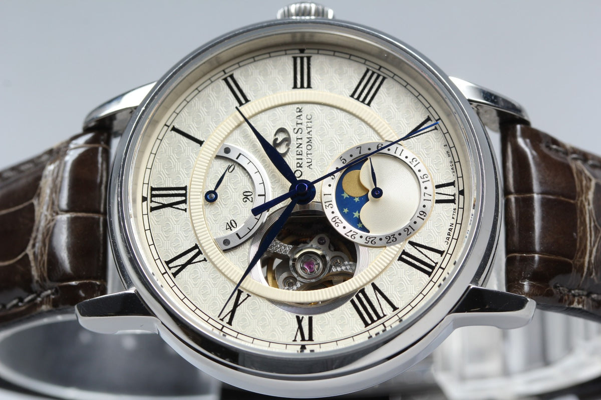 ORIENT Star F7X6-UAC0 Silver Dial Automatic Moon Phase Men's Watch 41mm JAPAN