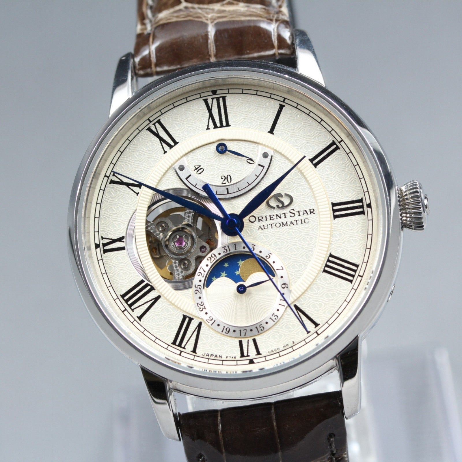 ORIENT Star F7X6-UAC0 Silver Dial Automatic Moon Phase Men's Watch 41mm JAPAN