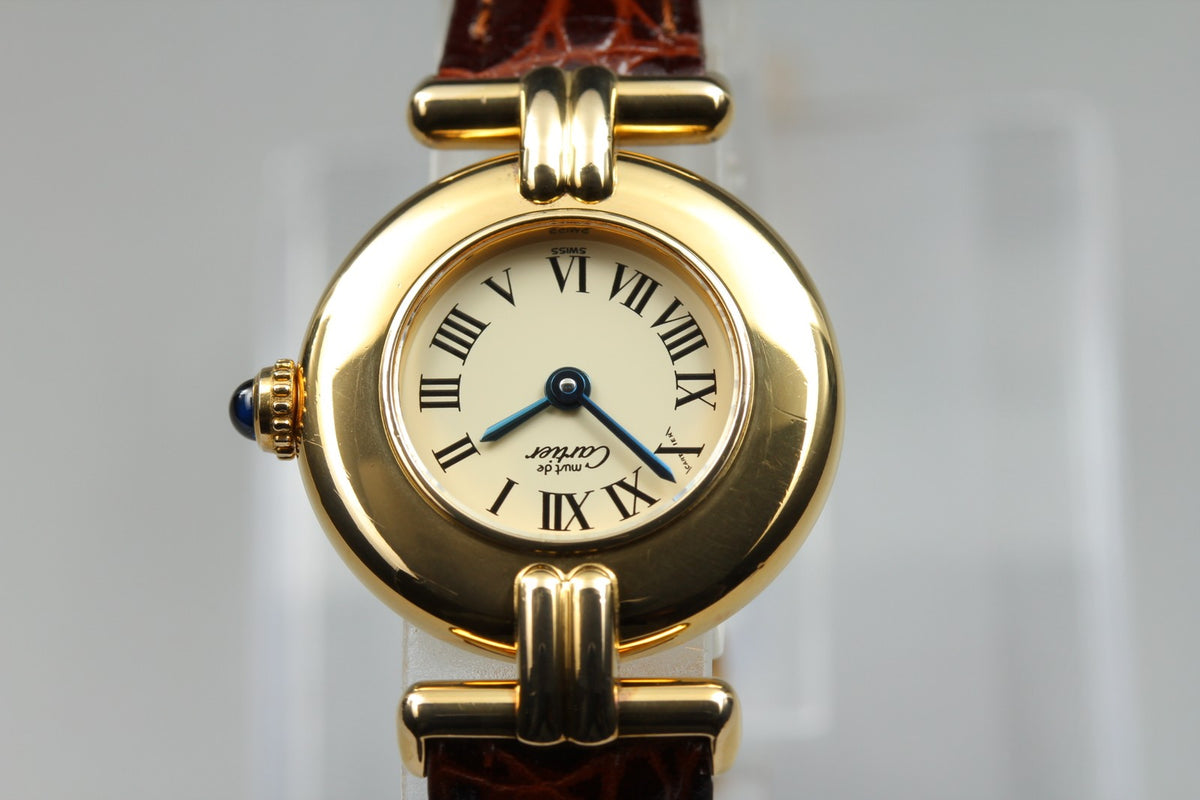 Cartier Must Colisee Vermeil 590002 Brown Gold Women's Quartz Watch Vintage