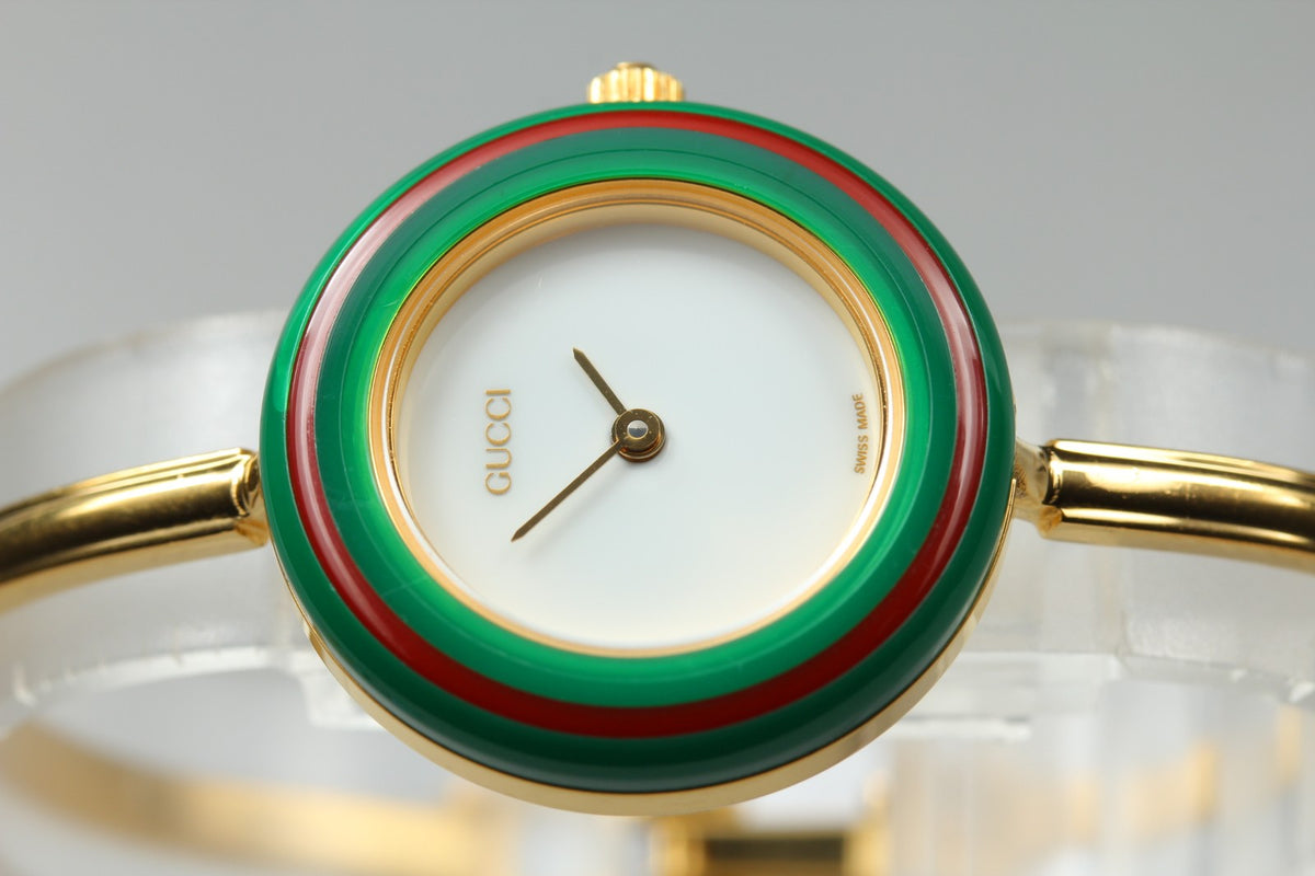 New Batt GUCCI Change Bezel 11/12.2 12Color Quartz Women's Watch w/Box JAPAN