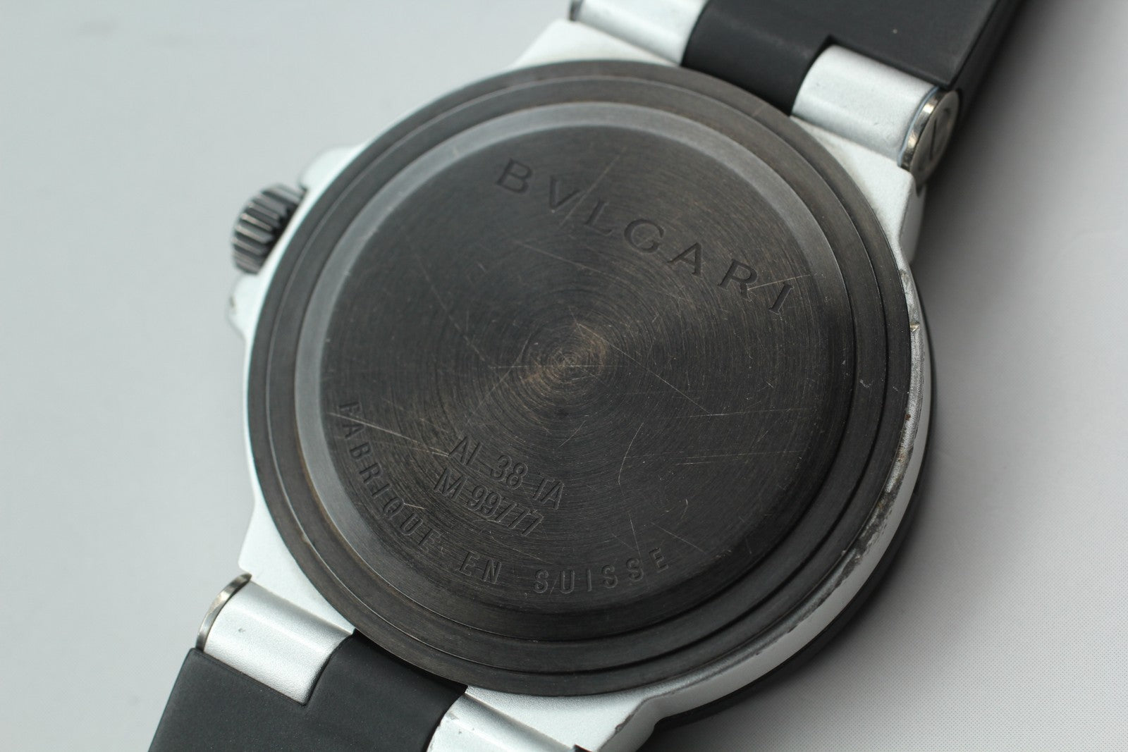 overhauled BVLGARI Aluminum AL38TA Black Men's Automatic Watch 38mm JAPAN Box
