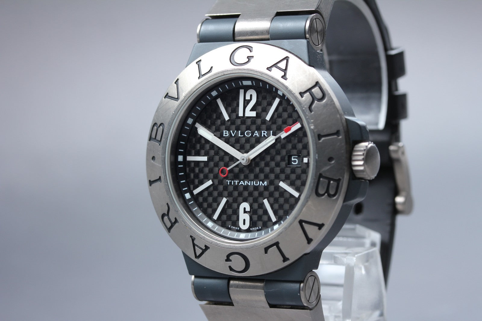BVLGARI Diagono Titanium TI44TA Automatic Date Men's Watch 44mm JAPAN Exc+5*Box