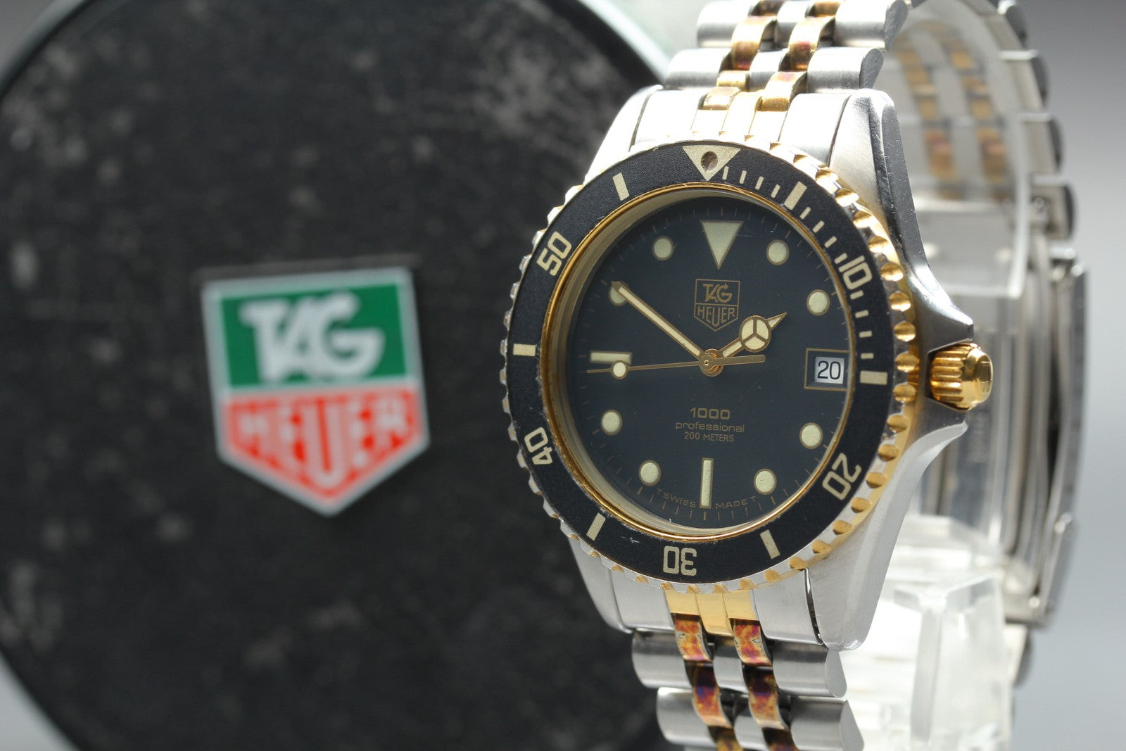 TAG Heuer 1000 PROFESSIONAL 980.020L Quartz Black Dial Men's Watch 37mm Exc+4