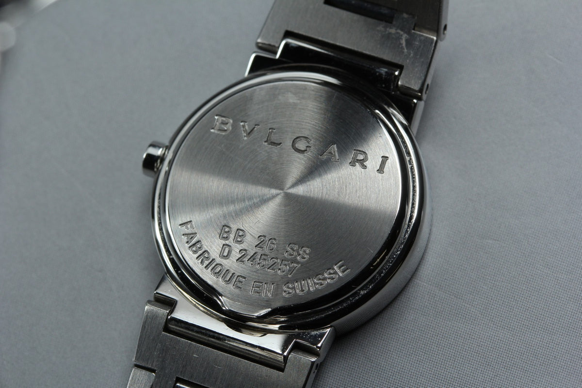BVLGARI BB26SS Black Dial Quartz Date Women’s Watch 26mm Used From JAPAN w/Pouch
