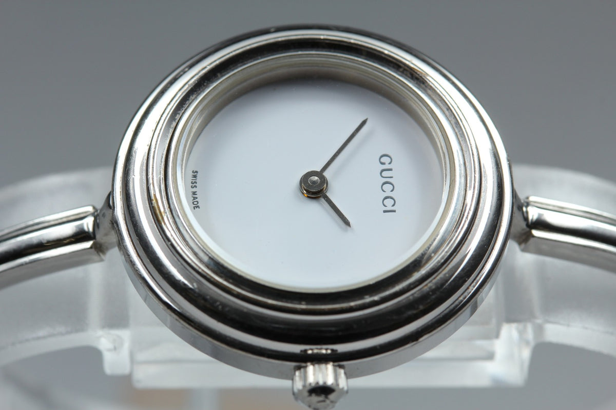 GUCCI Change Bezel 11/12.2L 12Color Quartz Silver Women's Watch 26mm JAPAN Box