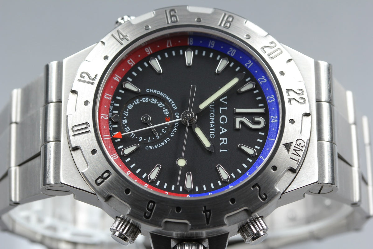 BVLGARI Diagono Professional GMT40S Automatic Black Men's Watch 40mm JAPAN Box