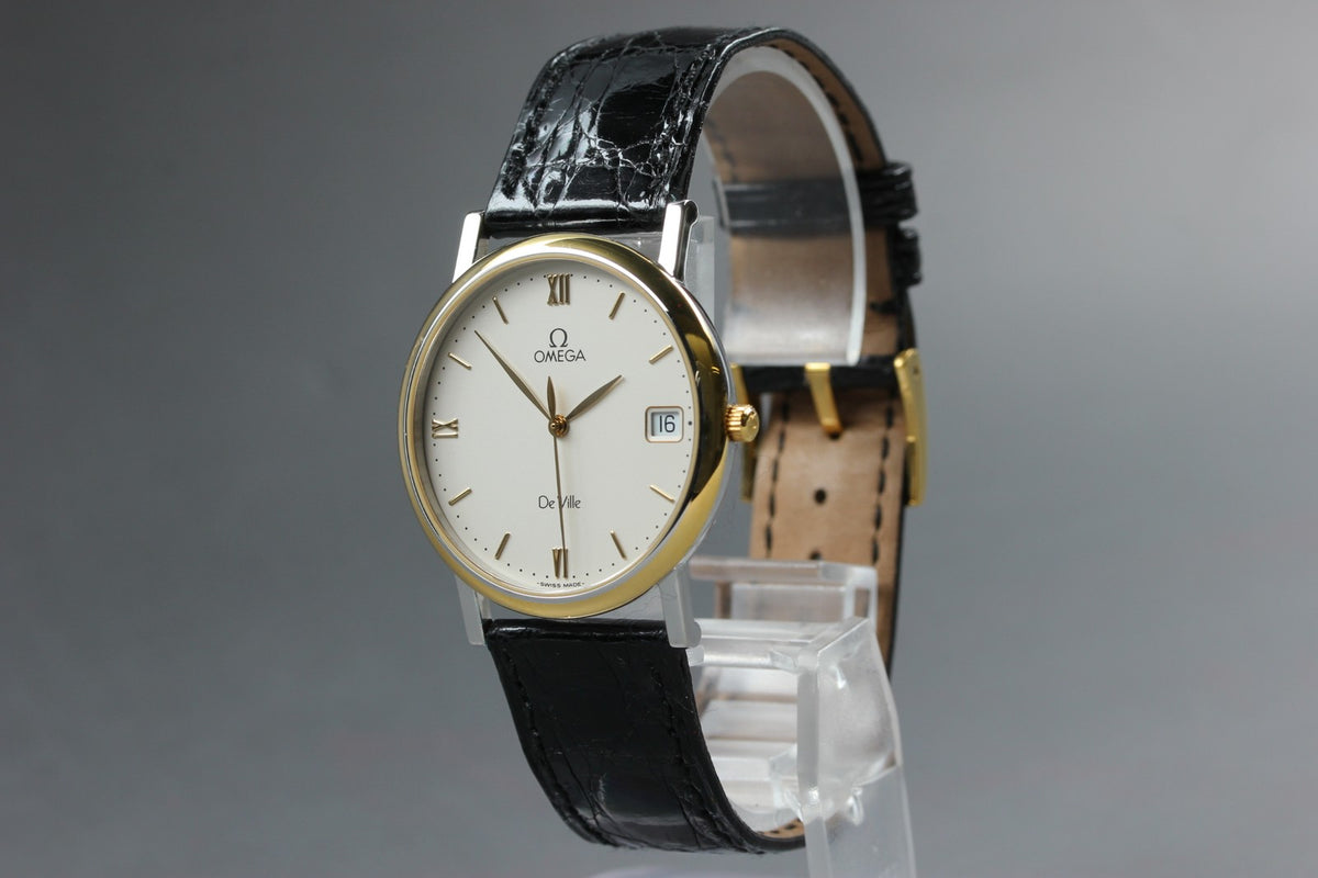 OMEGA De Ville Cal.1532 Quartz White Dial Date Men's Watch 32mm JAPAN Box