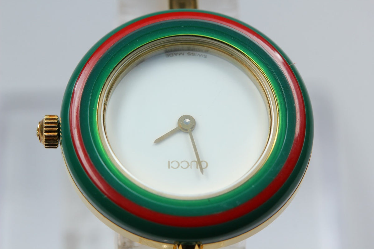 GUCCI Change Bezel Bangle 11/12.2 12Color Quartz Women's Watch 25mm JAPAN Box