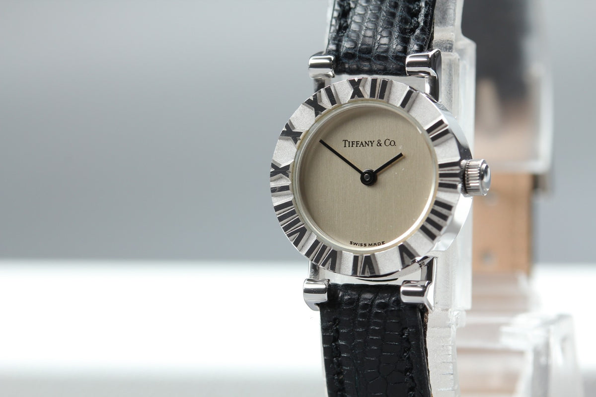 TIFFANY & Co. Atlas Mini S0640 Silver Dial Black 19mm Women's Quartz Watch