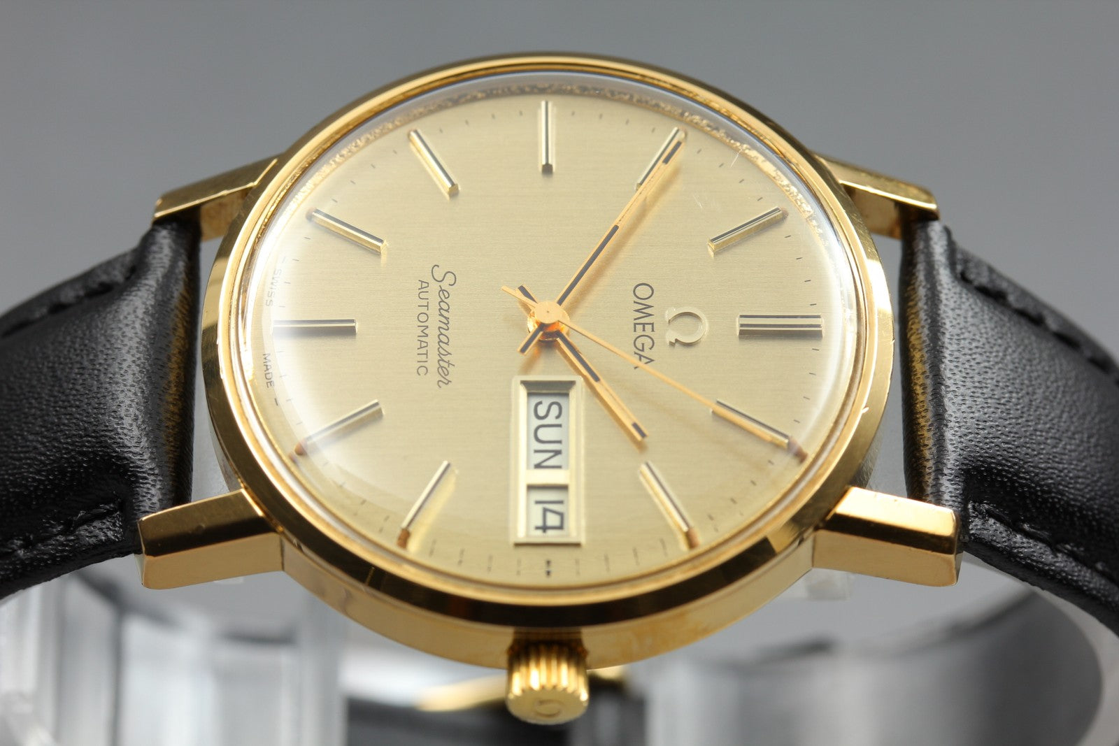 Vintage OMEGA Seamaster Gold 166.0209 Cal.1020 Day/Date 34mm AT Men's Watch