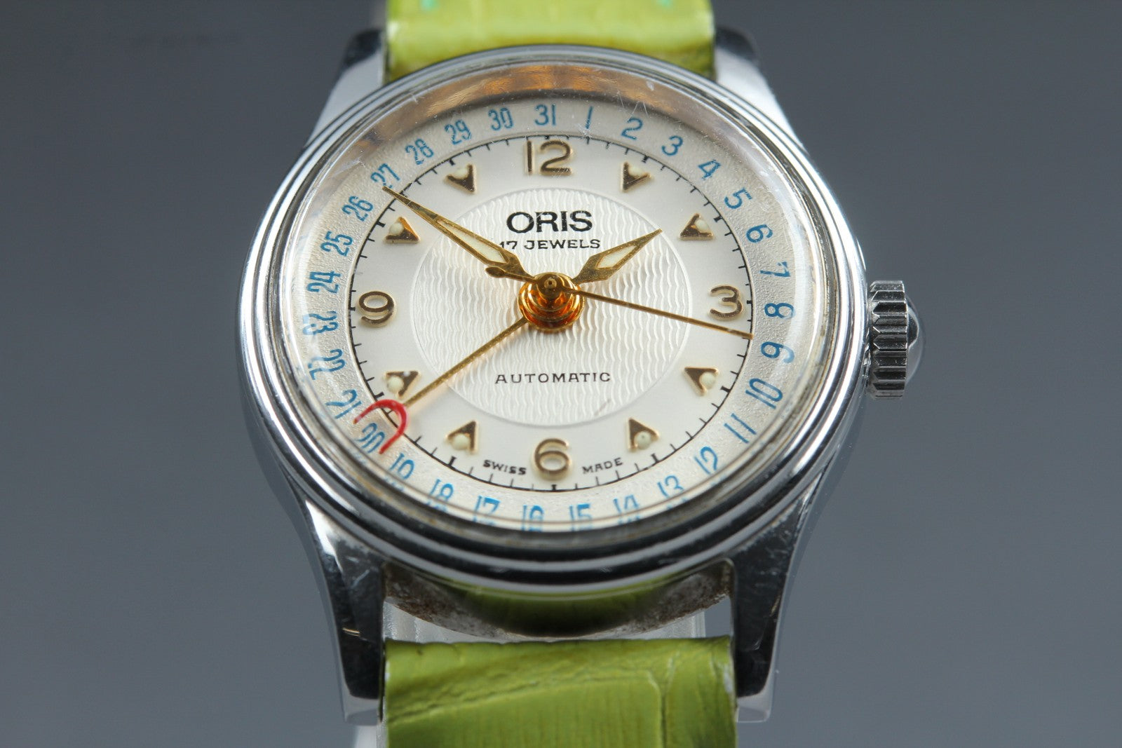 Vintage Oris Pointer Date 7405 Silver Automatic Date 26mm Women's Watch JP Exc+5