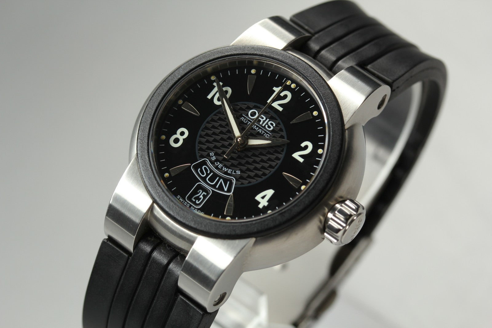 Exc+5*Box ORIS TT1 7523-44 Black Dial Automatic Day/Date Boy's Watch 37mm JAPAN