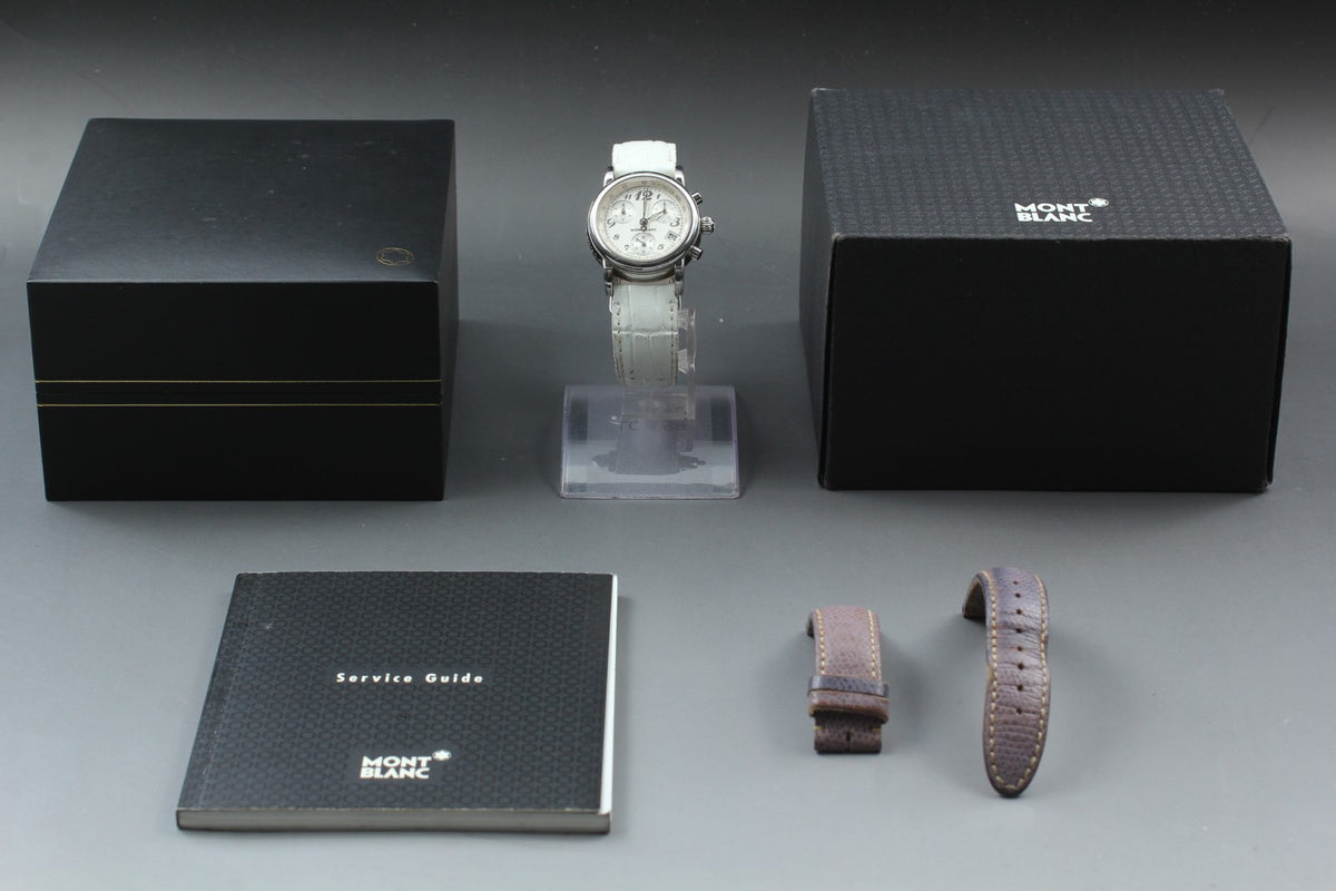MONTBLANC Meisterstuck 7039 Quartz Silver Chronograph Women's Watch 30mm JAPAN