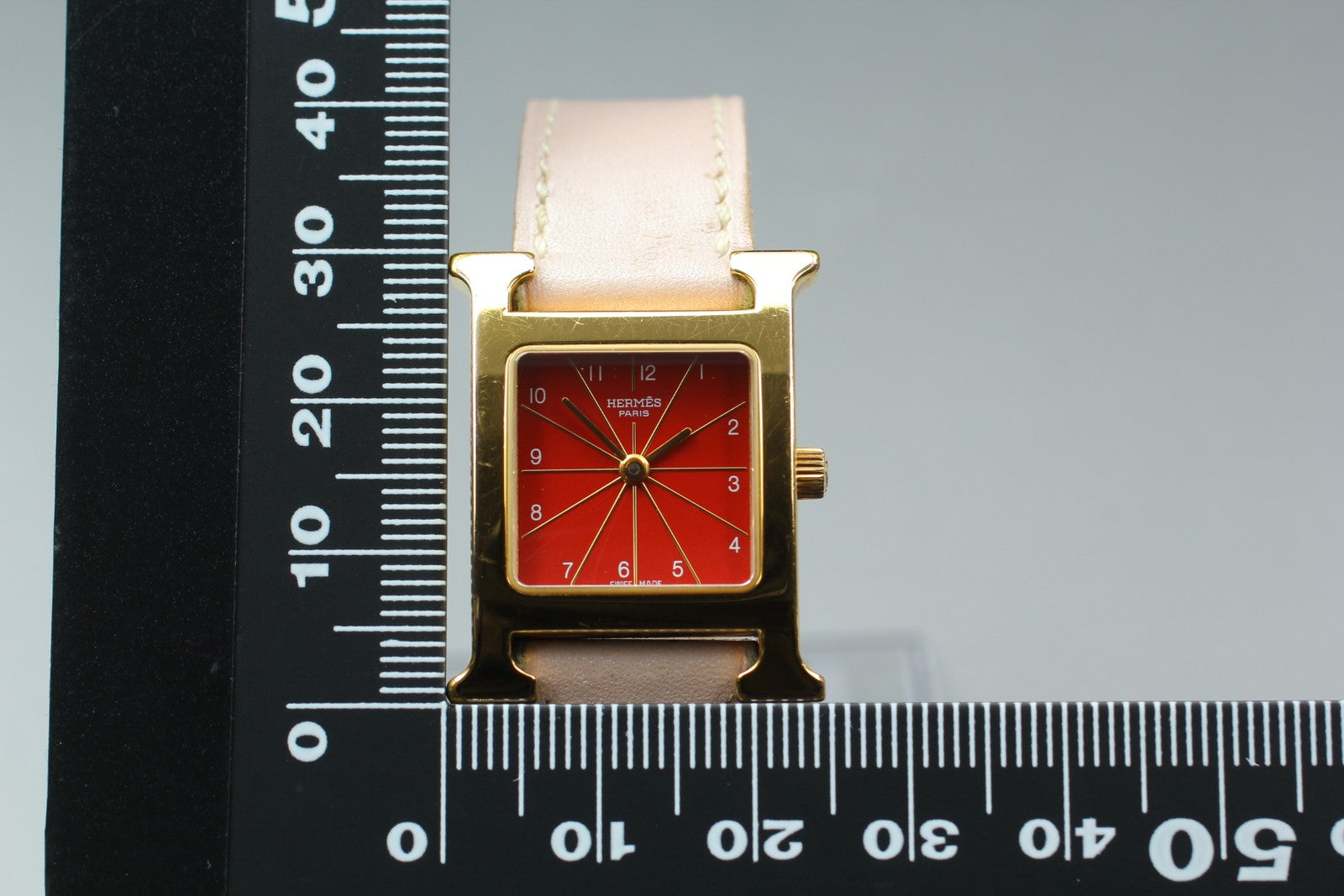 HERMES H Watch HH1.201 Quartz Red Dial Ladies Watch 21mm JP Box JAPAN