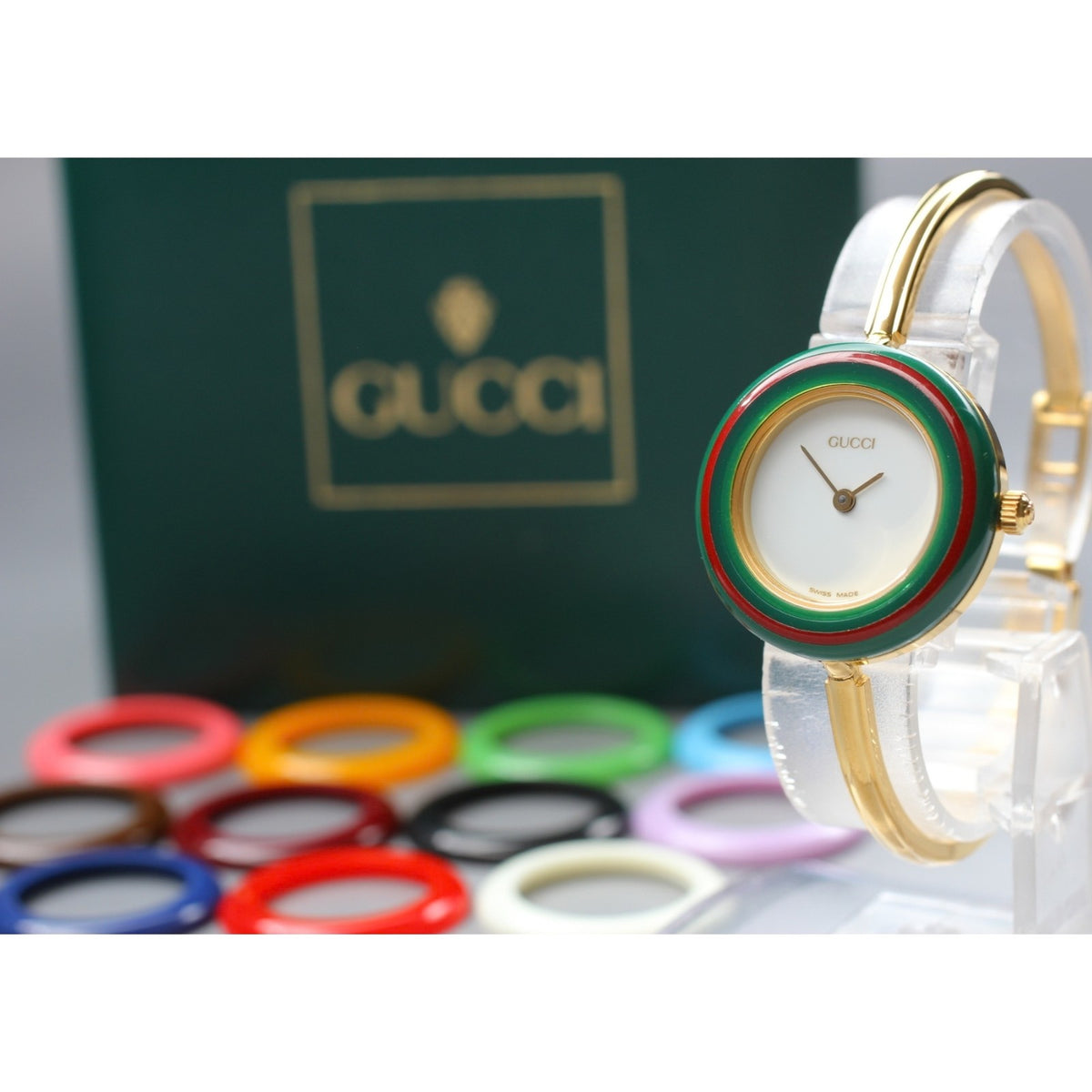New Batt GUCCI Change Bezel 11/12.2 12Color Quartz Women's Watch 25mm JAPAN Box