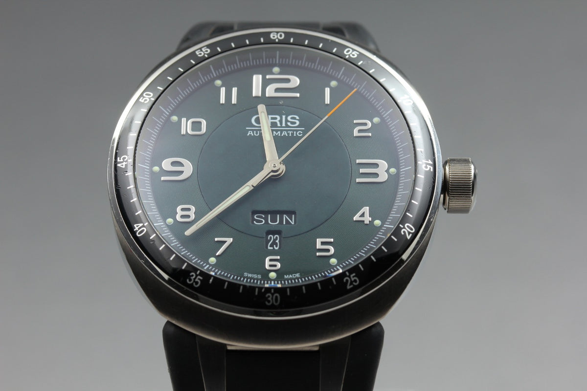 ORIS TT3 7589 Day Date Titanium Green Dial Black 44mm Automatic Men's Watch