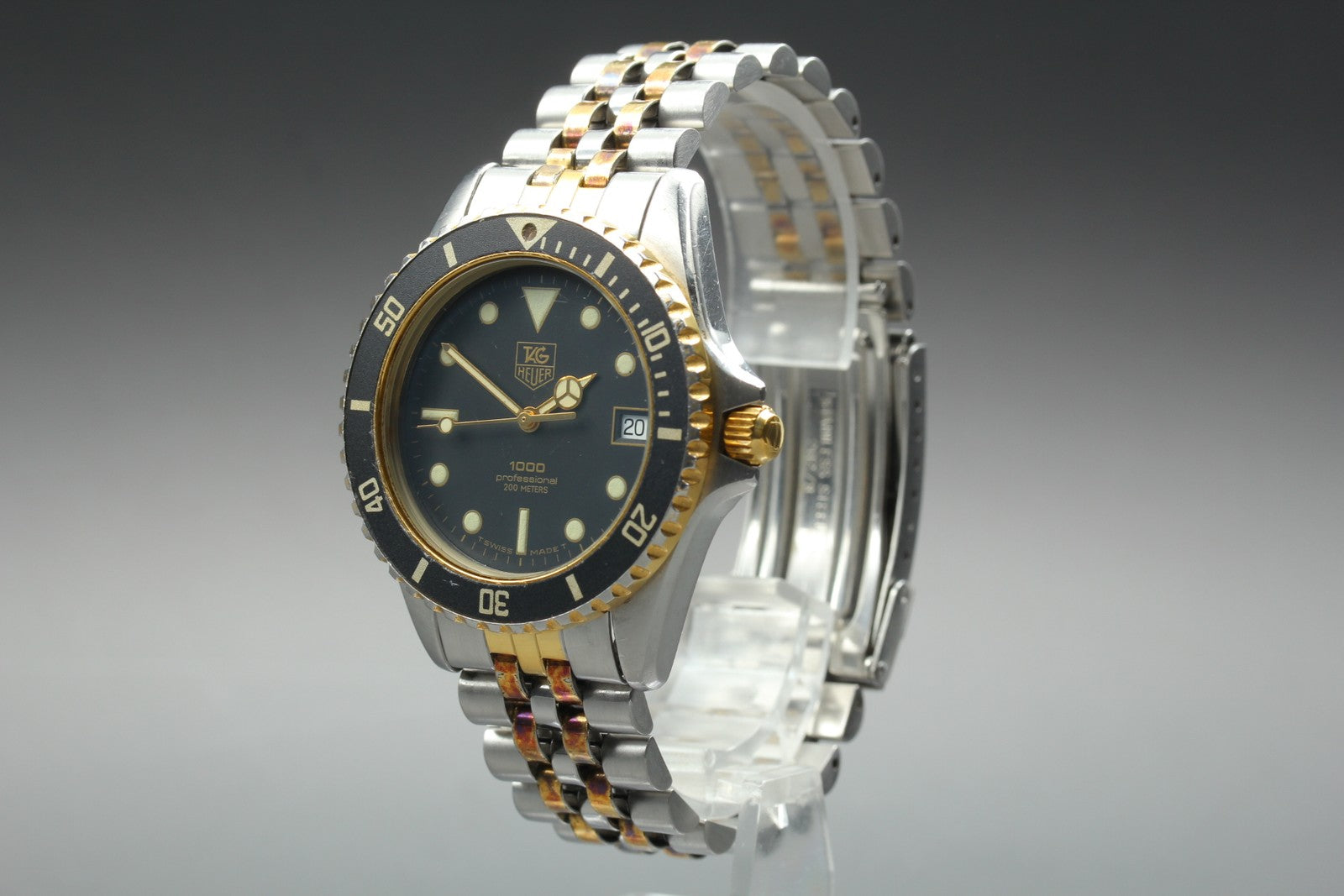 TAG Heuer 1000 PROFESSIONAL 980.020L Quartz Black Dial Men's Watch 37mm Exc+4