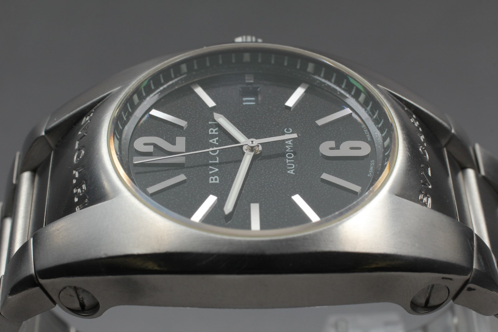 Exc+5*Box BVLGARI Ergon EG40S Black Dial Automatic Men's Watch 40mm From JAPAN