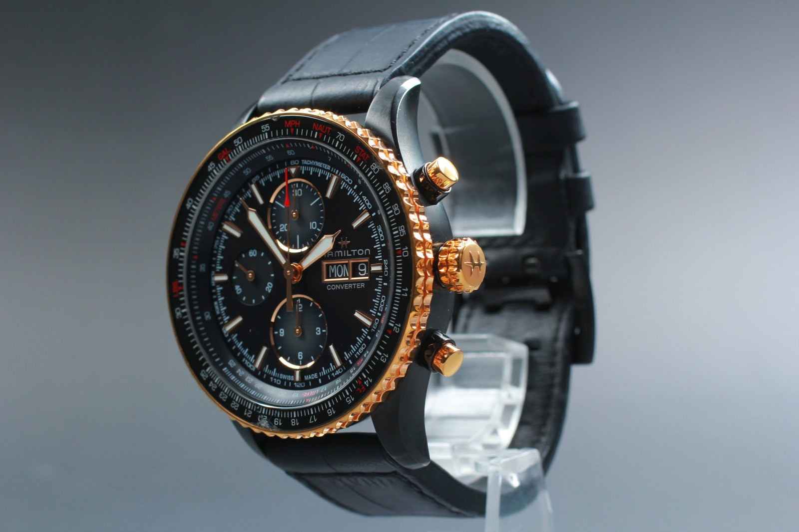 overhauled Hamilton Khaki Aviation Converter H767360 Automatic Black Watch 45mm