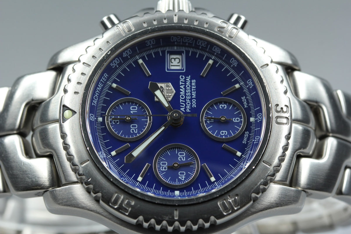 Tag Heuer Link Chronograph CT2110 Blue Dial Date 41mm Automatic Men's Watch Box