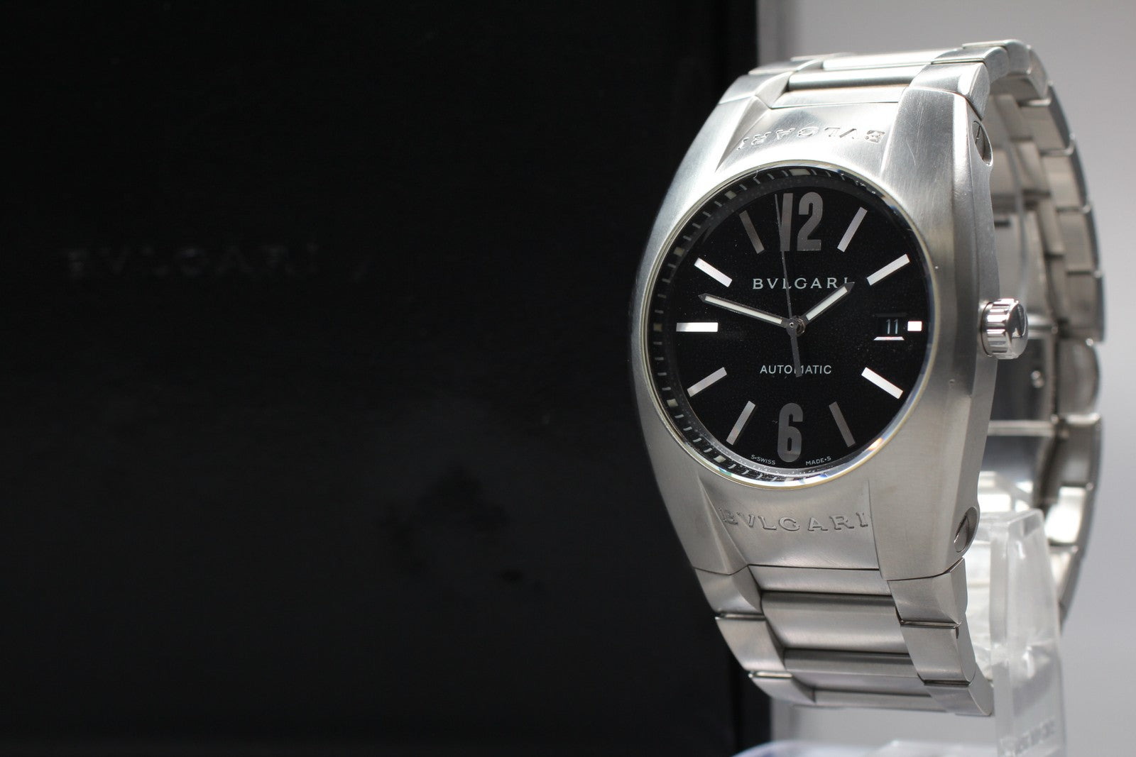 Exc+5*Box BVLGARI Ergon EG40S Black Dial Automatic Men's Watch 40mm From JAPAN