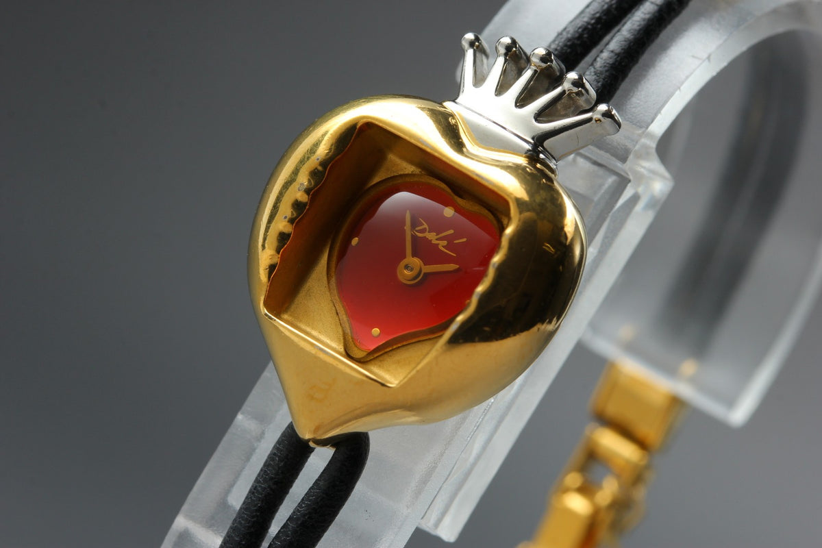 Salvador Dali Royal Heart 19mm Gold Red Dial Women's Quartz Watch JAPAN
