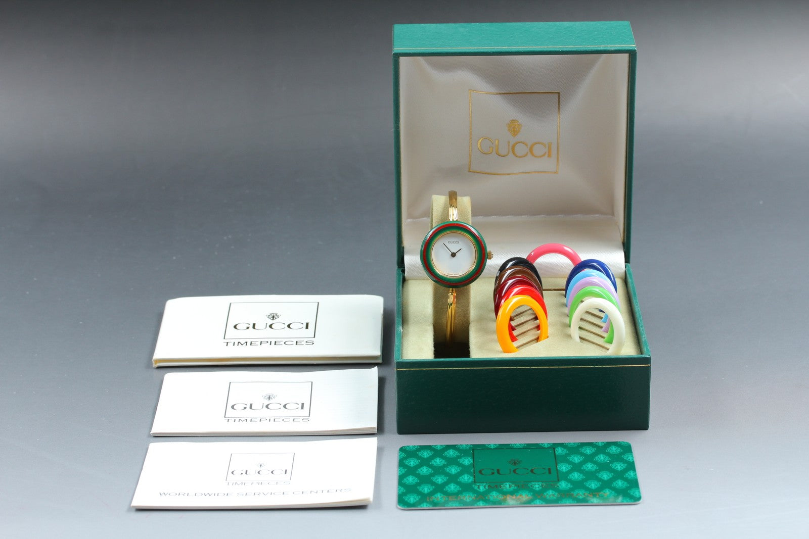 New Batt Gucci Change Bezel 11/12.2 12Color Women's White Quartz Watch JAPAN