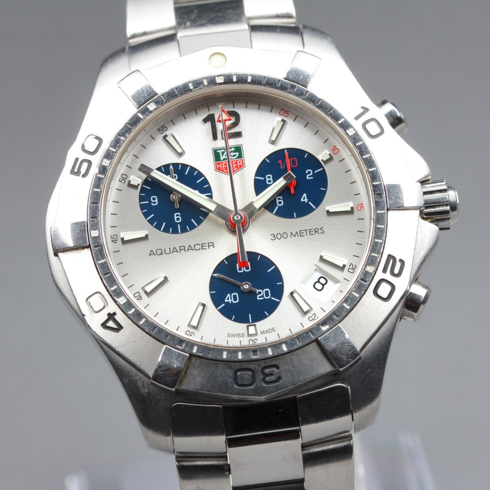 Tag Heuer Aquaracer 300m CAF1110 Chronograph Silver Quartz Men's Watch 42mm JP