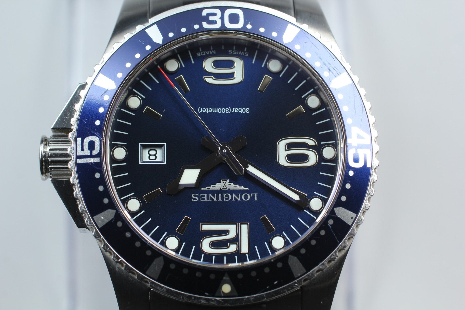 New Batt LONGINES Hydro Conquest L3.730.4 Blue Quartz Date Mens Watch 39mm Exc+5