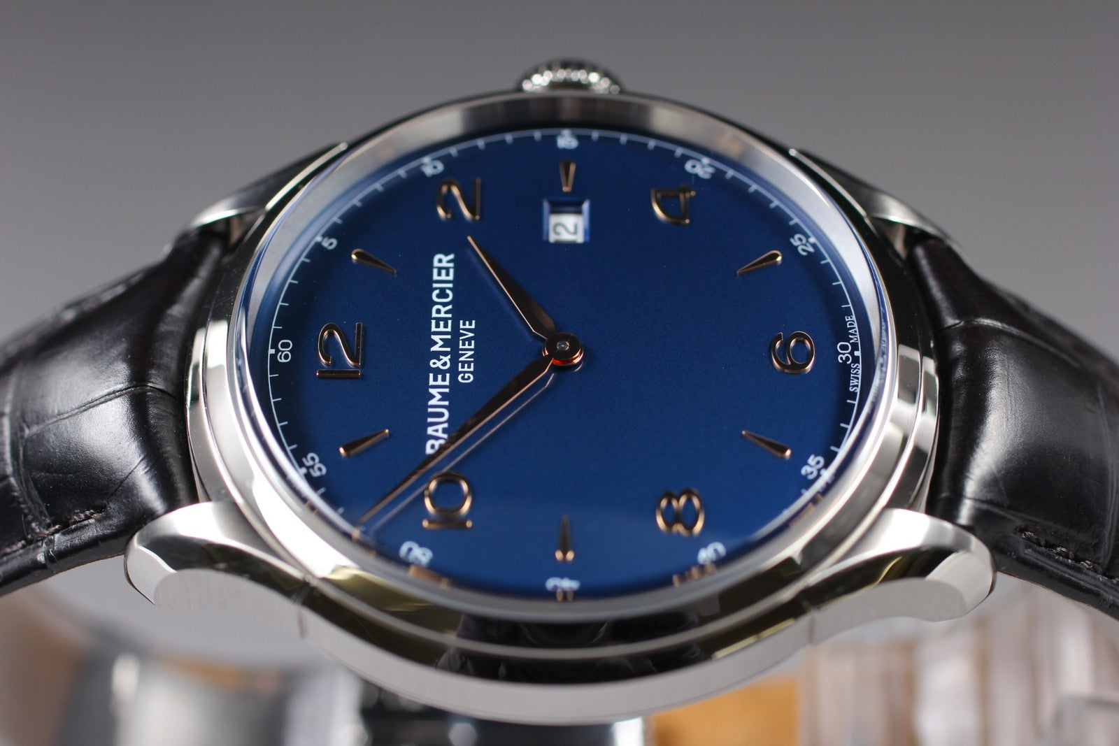 BAUME&MERCIER Clifton 65846 Quartz Blue Dial Men's Watch 45mm JAPAN Box