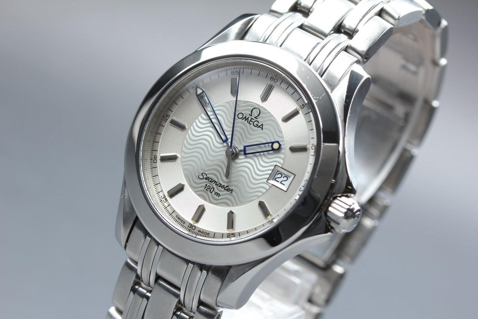 Near MINT- Box Omega Seamaster 120M 2511.31 Cal.1538 Silver Qz 36mm Men's Watch