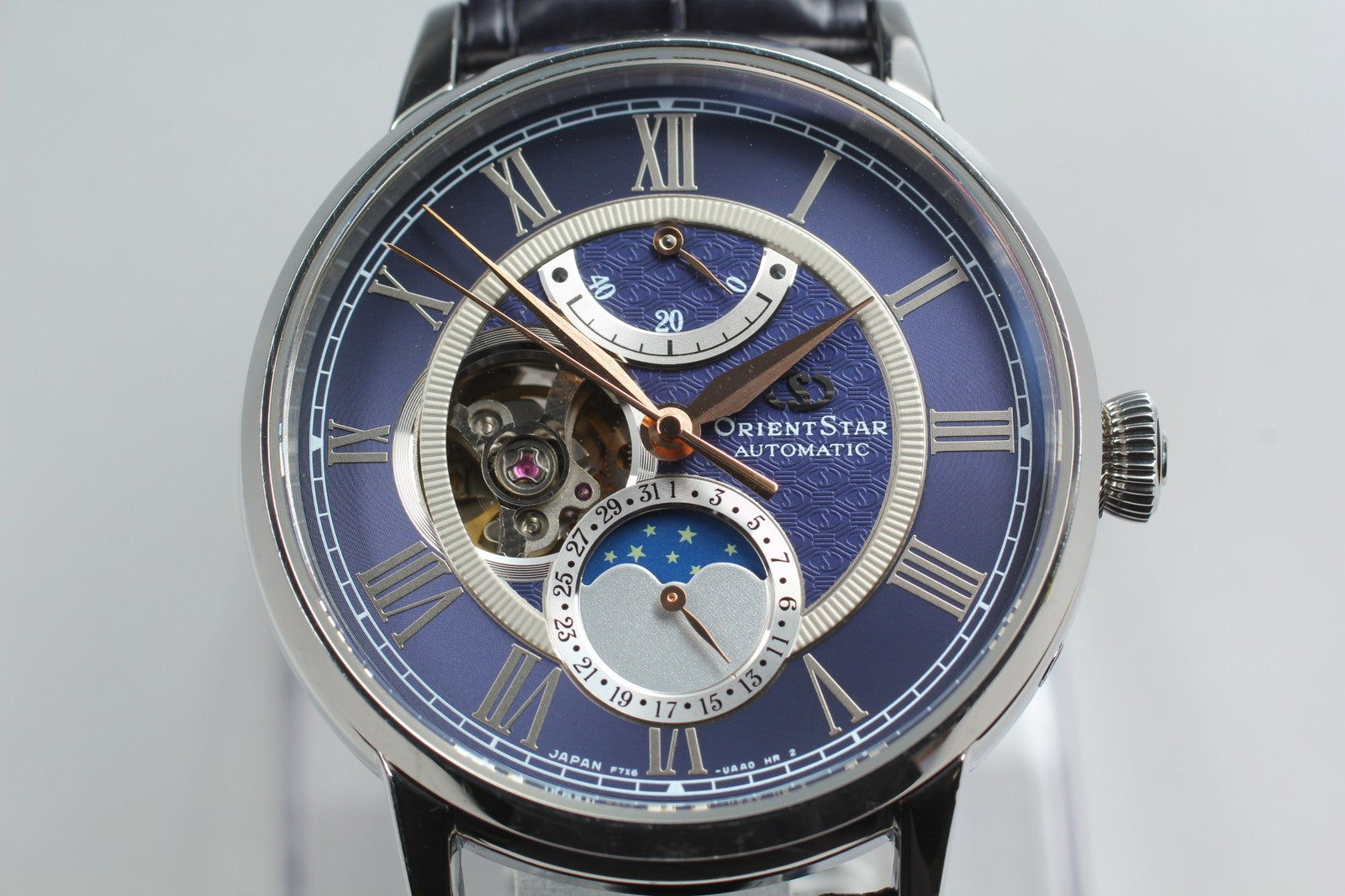 Exc+5 Box Orient Star Mechanical Moonphase F7X6-UAA0 Automatic Blue Men's Watch
