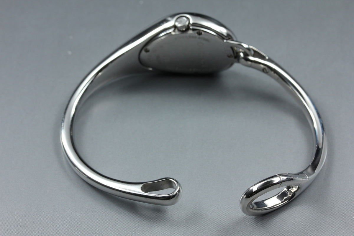 GUCCI 103 Champagne Floral Dial Silver Quartz 21 mm Bangle Women's Watch