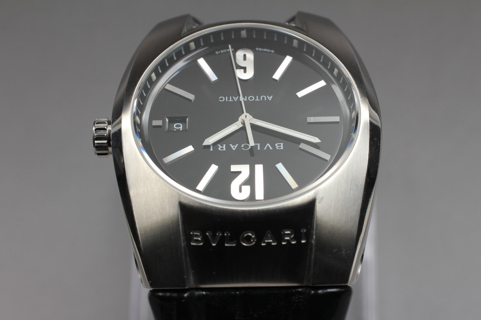 Exc+5*Box BVLGARI Ergon EG40S Black Stainless Steel Automatic Men's Watch JAPAN