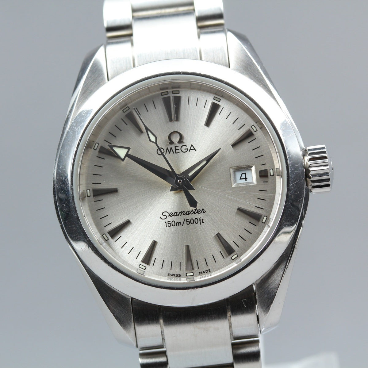 New Batt OMEGA Seamaster Aqua Terra 2577.30 Quartz Silver Women's Watch 29mm JP