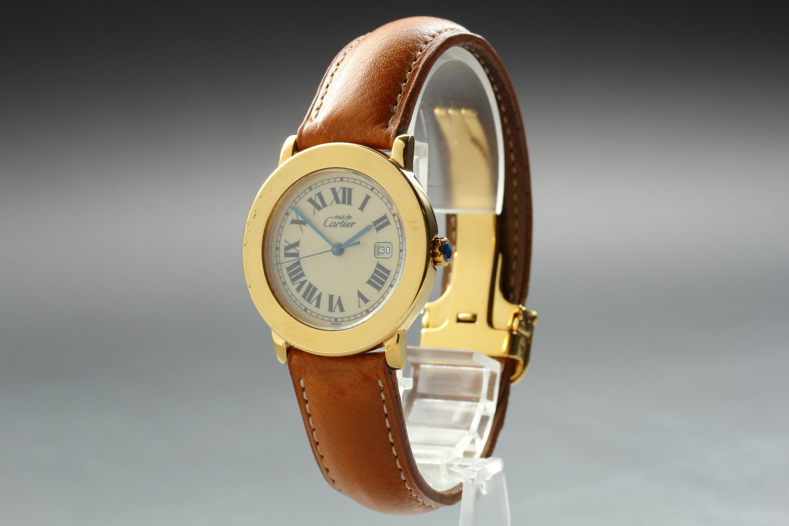Vintage Cartier Must de Cartier Ronde 1800 1 Gold Brown 32mm Unisex Quartz Watch